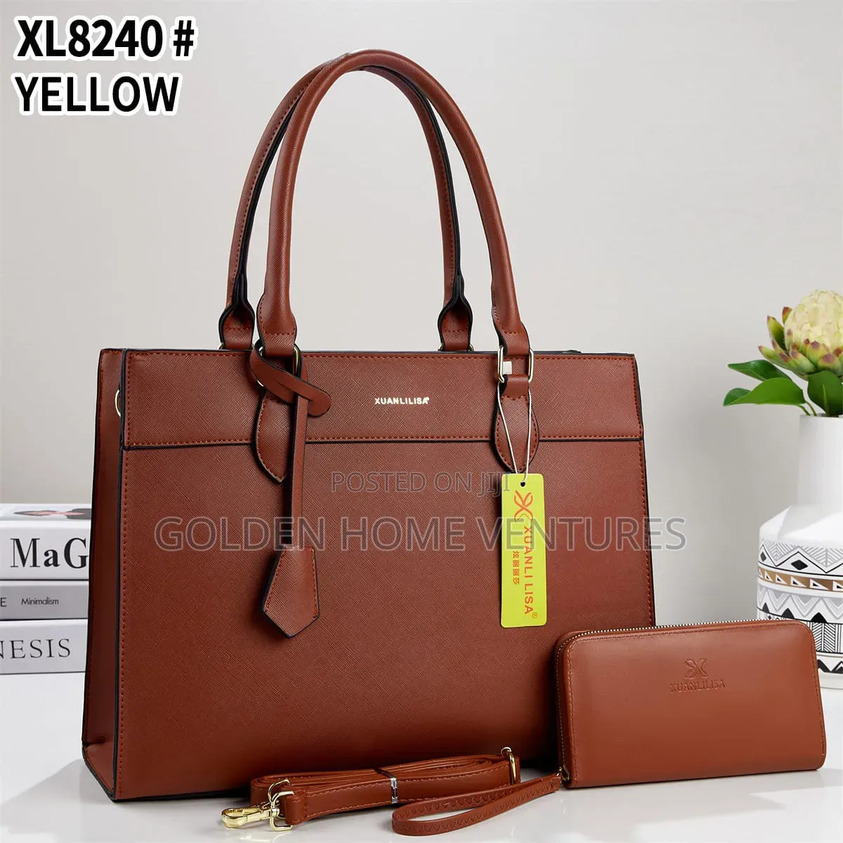 Large Women Leather Laptop Tote Bag Set Matching Wallet