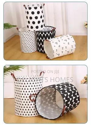 Foldable Cotton Linen Laundry Basket -Id