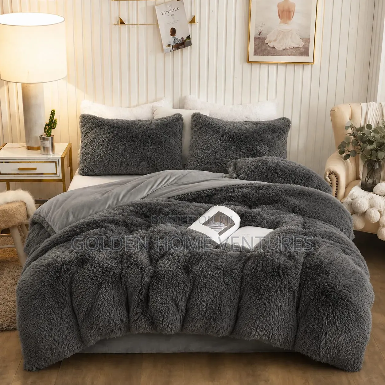 6 PCS Luxury Plush Fluffy Duvet Set 6x7 Ft Bedsheet Pillowcases