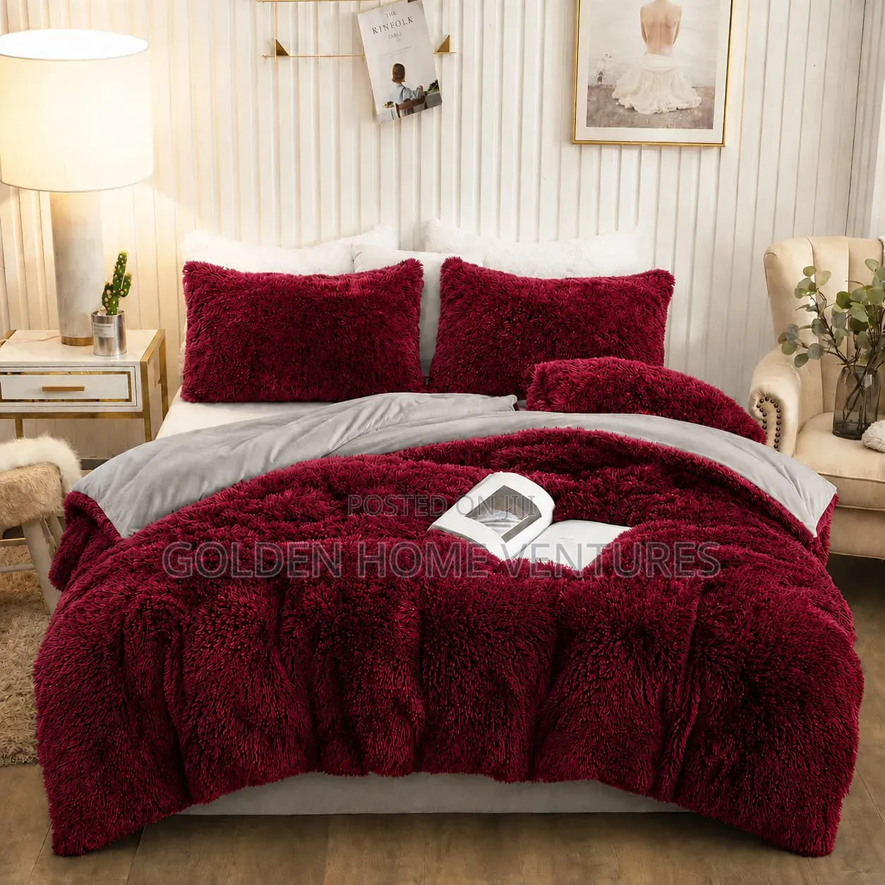 6 PCS Luxury Plush Fluffy Duvet Set 6x7 Ft Bedsheet Pillowcases