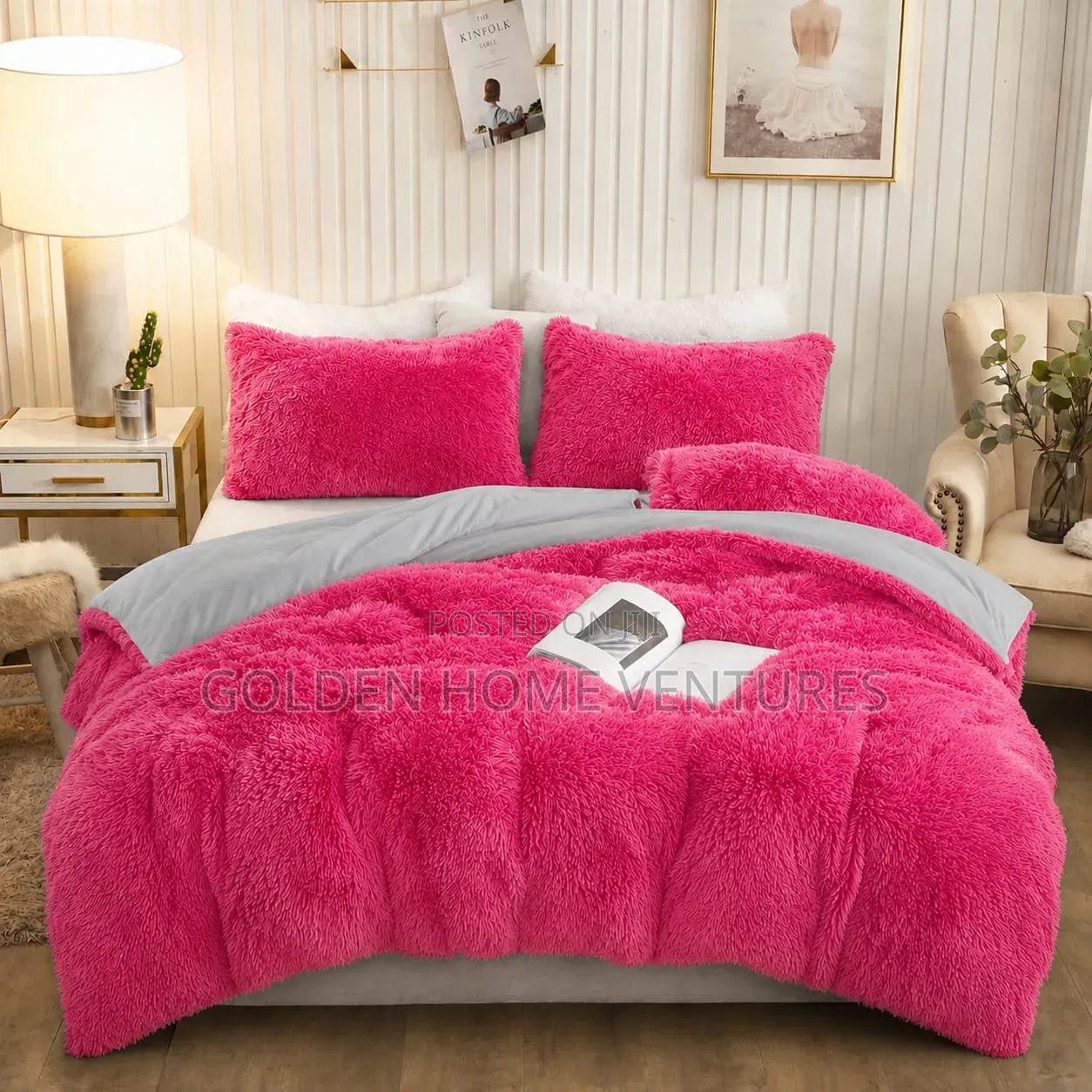 6 PCS Luxury Plush Fluffy Duvet Set 6x7 Ft Bedsheet Pillowcases