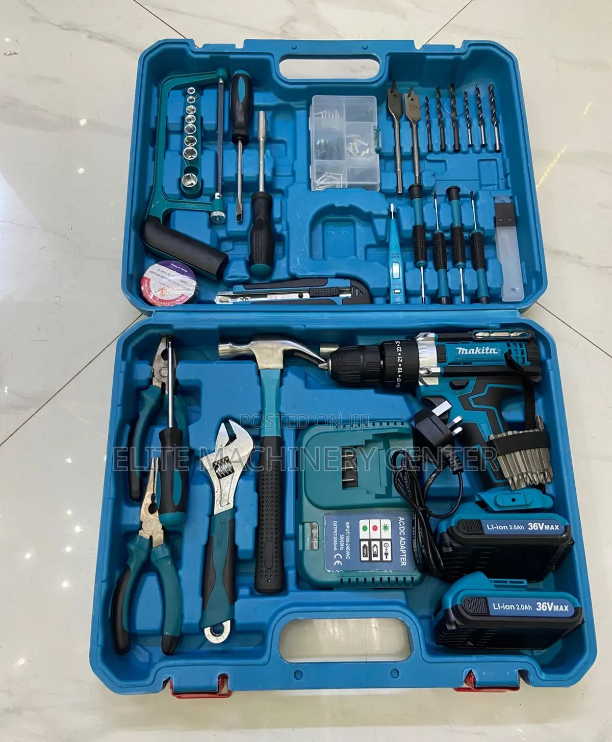 36V Makita Cordless Drill Set and Various Hand Tools.