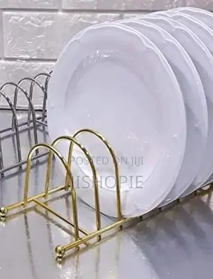 Metallic Gold 7 Slot Plate Holder Dish Drying Organizer