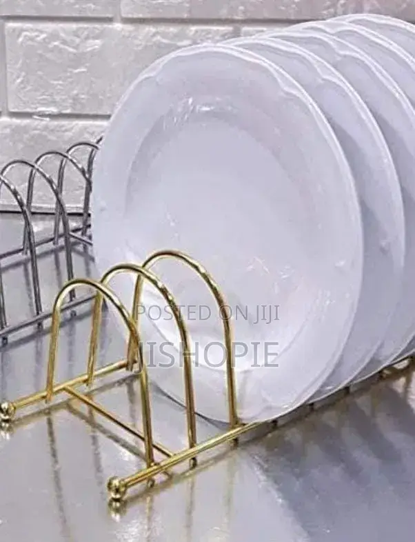 Metallic Gold 7 Slot Plate Holder Dish Drying Organizer