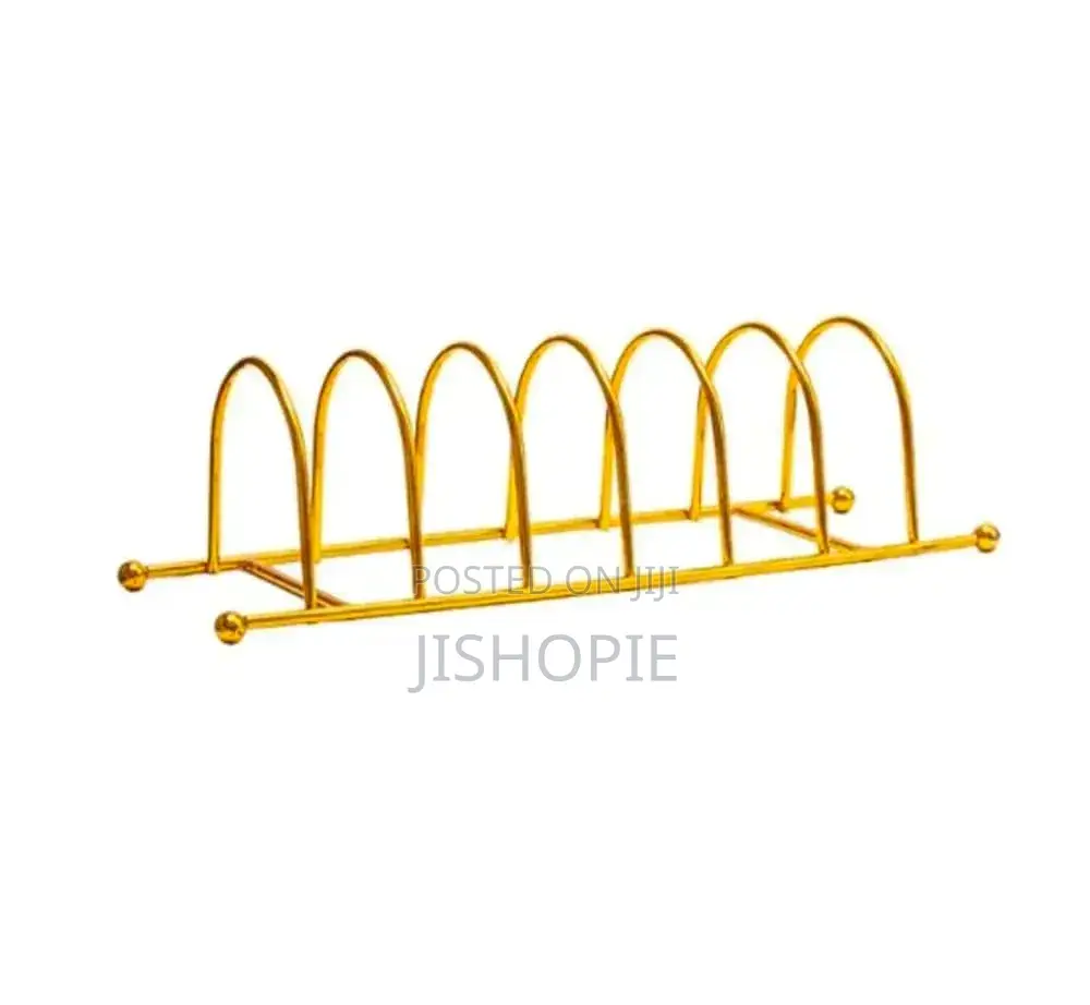Metallic Gold 7 Slot Plate Holder Dish Drying Organizer