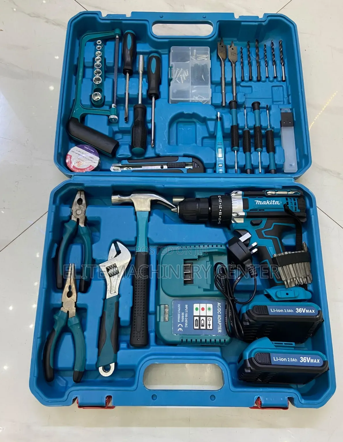 36V Makita Cordless Drill Set and Various Hand Tools.