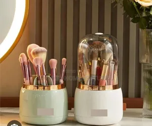 360 Rotating Makeup Brush Organizer Holder Dustproof Lid