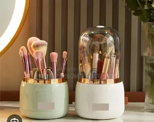360 Rotating Makeup Brush Organizer Holder Dustproof Lid
