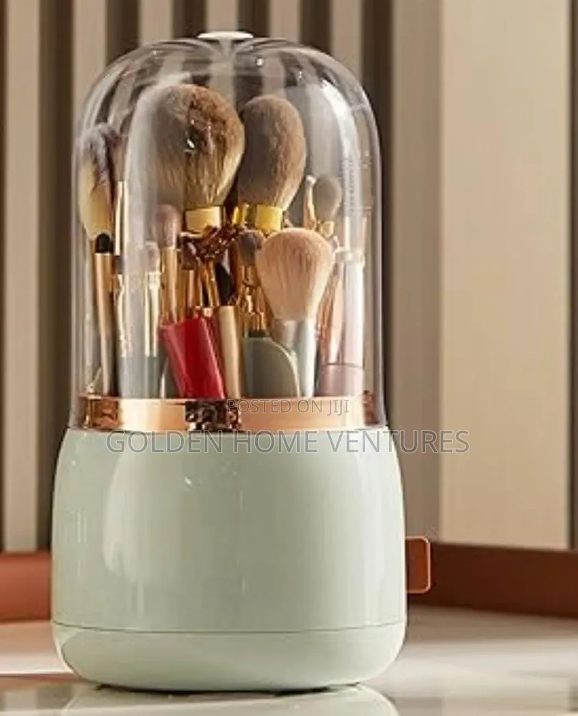 360 Rotating Makeup Brush Organizer Holder Dustproof Lid