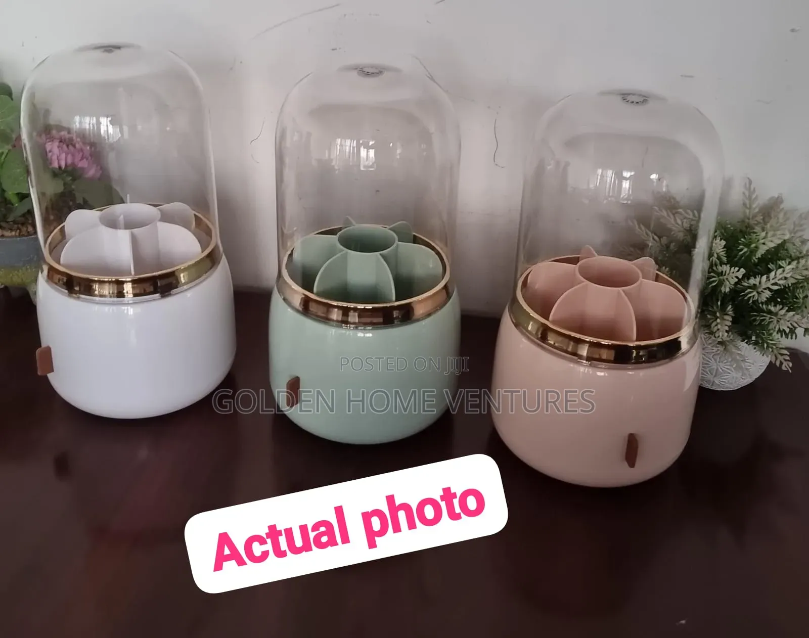360 Rotating Makeup Brush Organizer Holder Dustproof Lid