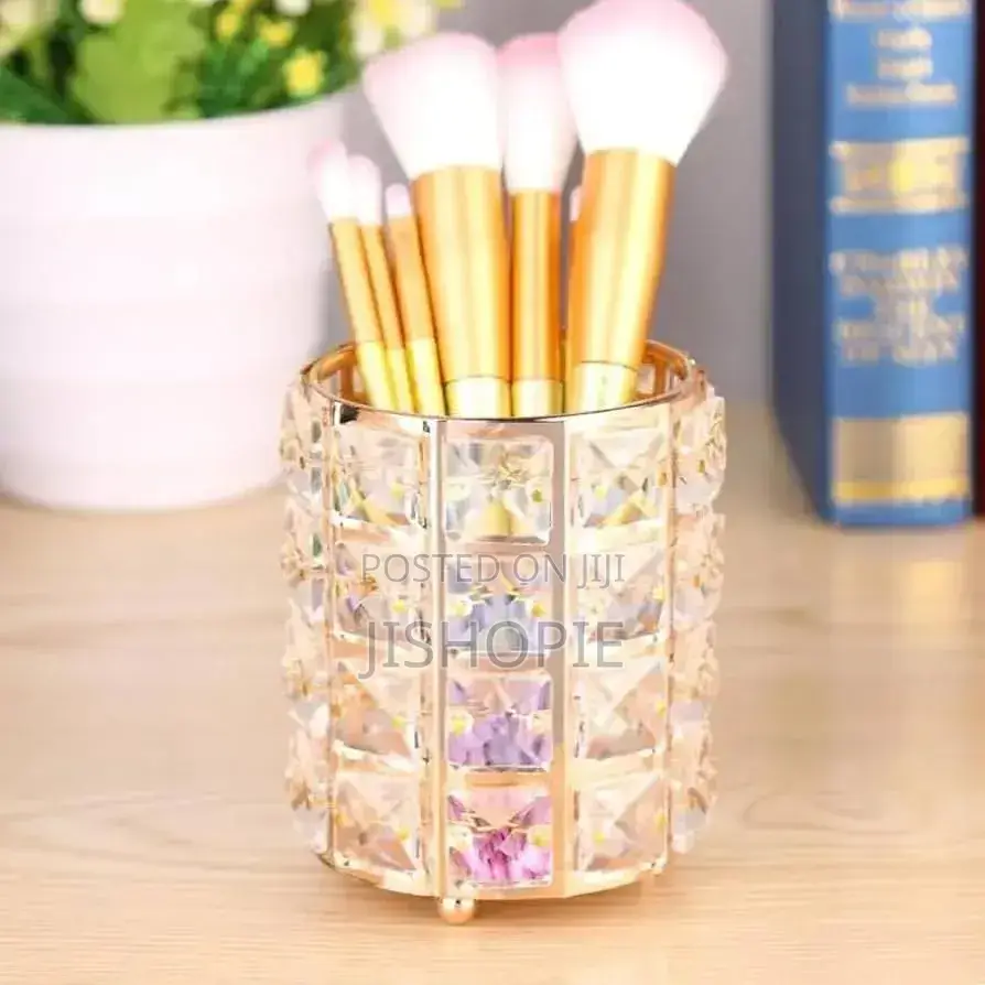 Sparkling Golden Cylinder Makeup Brush Holder Organizer