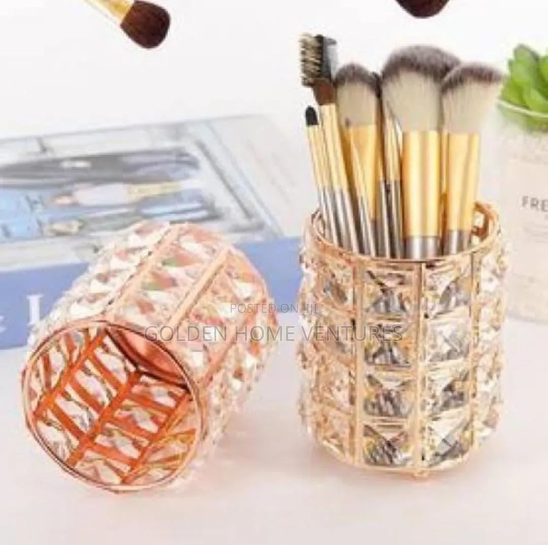 Sparkling Golden Cylinder Makeup Brush Holder Organizer