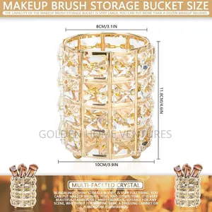 Sparkling Golden Cylinder Makeup Brush Holder Organizer