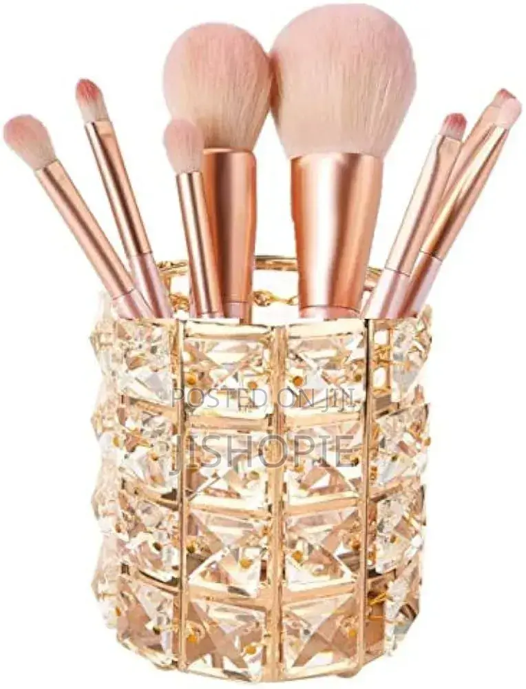 Sparkling Golden Cylinder Makeup Brush Holder Organizer