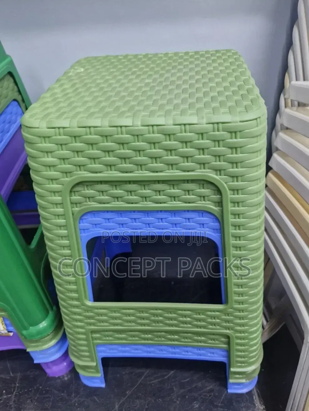 Jungle Green Bamboo Design Stools