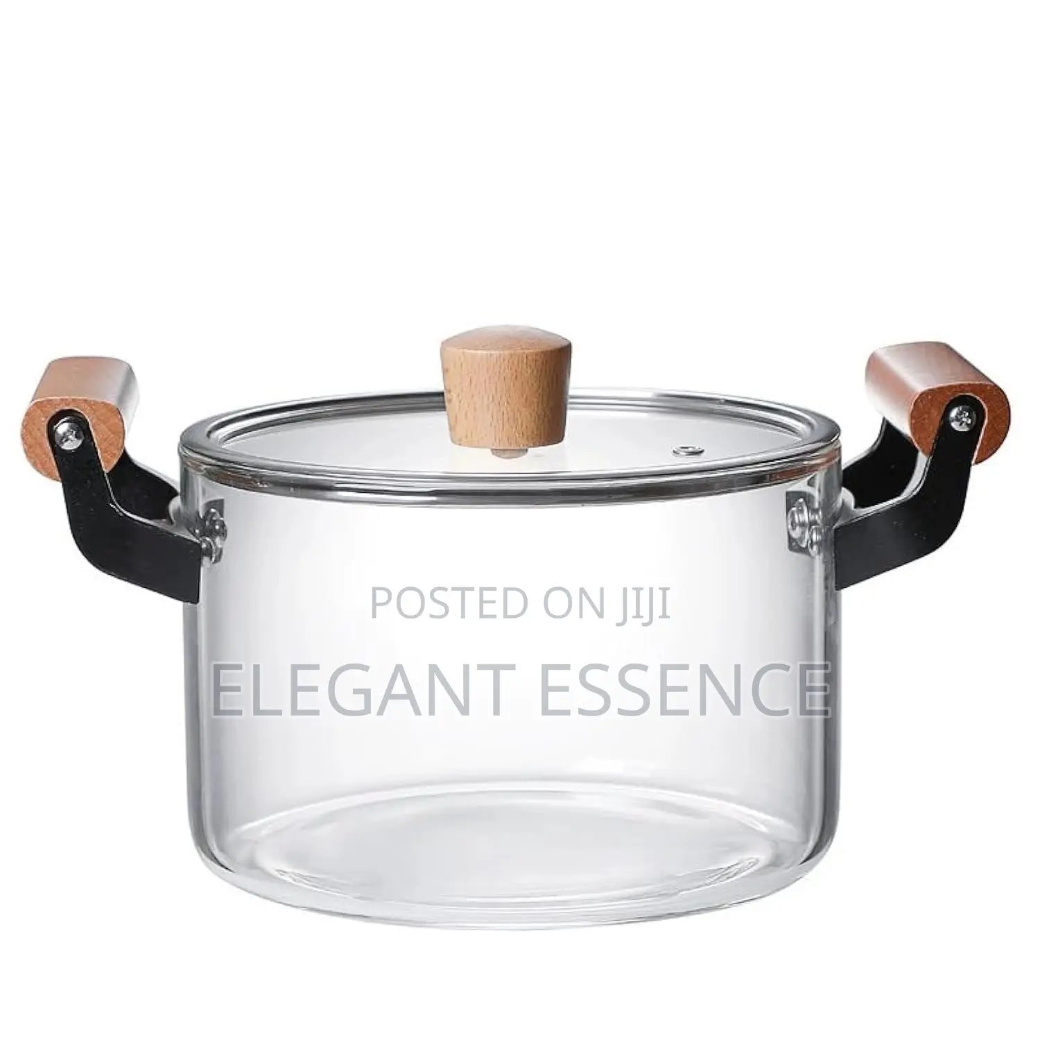 3.5L Borosilicate Heat Resistant Glass Cooking Pot With Wooden Handle