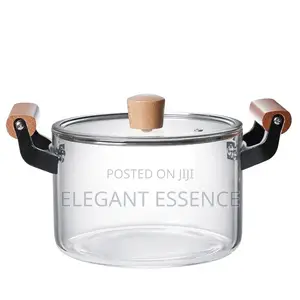 3.5L Borosilicate Heat Resistant Glass Cooking Pot With Wooden Handle