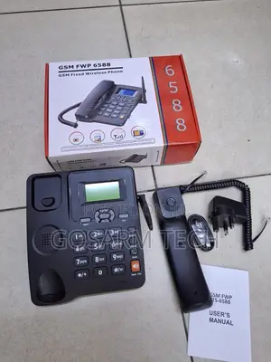6588 Fixed Deskphone With Rechargeable Battery Dual SIM SMS Caller ID