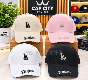 LA Dodgers Distressed Visor Script Baseball Cap