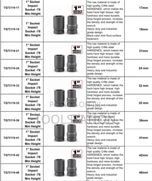 Deep Impact Sockets 1 Inch Drive 17/19/21/24/32/35/36/41/42/46 MM