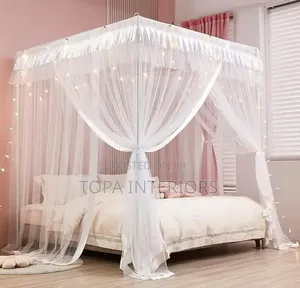 White Bed Net With Four Metallic Stands