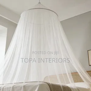 White Bed Net With Four Metallic Stands