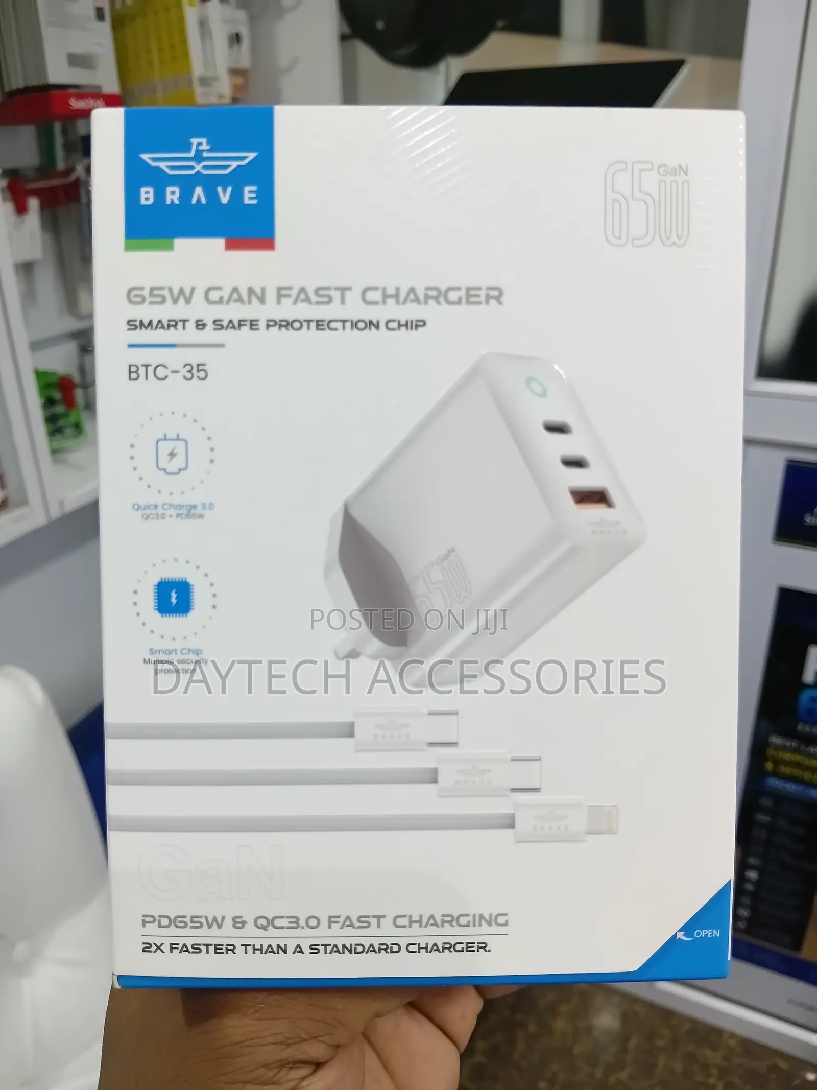 The Brave 65W BTC-35 GaN Fast Charger - White