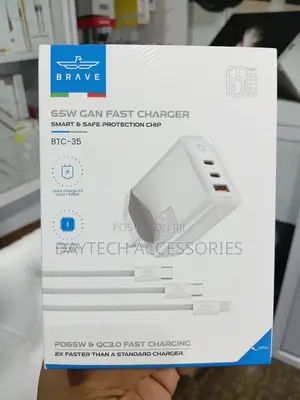 Brave GAN Fast Charger 65W With Cables BTC-35 (C to C C to IP)