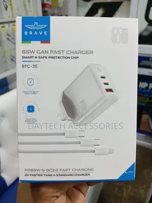 Brave GAN Fast Charger 65W With Cables BTC-35 (C to C C to IP)