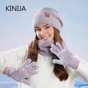 3 in 1 Knitted Hat Beanie Cap, Scarf Gloves - Good for Winter Cold