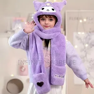 1pc Plush Beanie, Kid's Kuromi Thickened Ear-Warming Hat