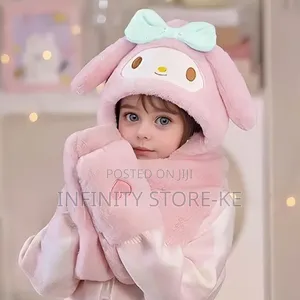 1pc Plush Beanie, Kid's Kuromi Thickened Ear-Warming Hat