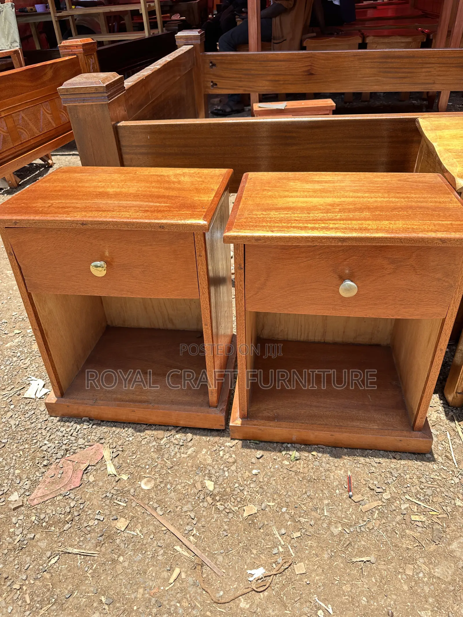 Handcrafted Solid Mahogany Bedside Tables (Pair)