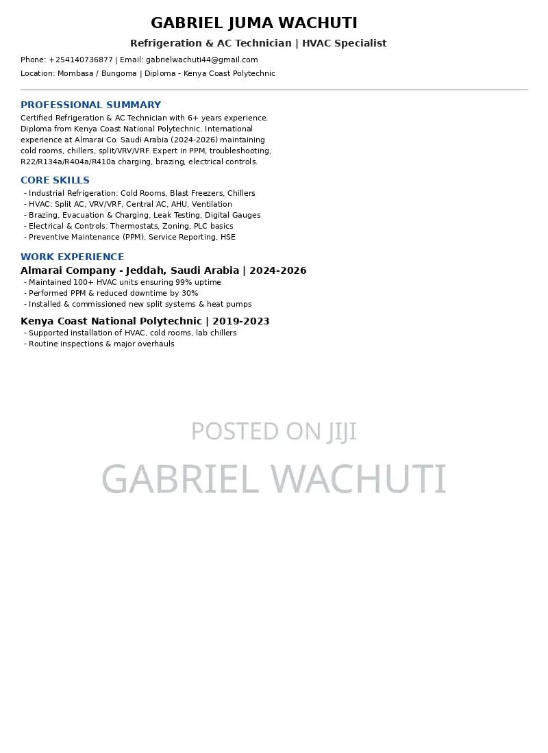 Refrigeration Technician