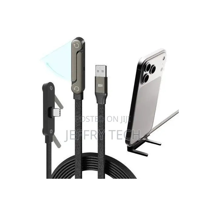 60W USB a to USB C Fast Charging Cable With 180° Rotatable Phone S