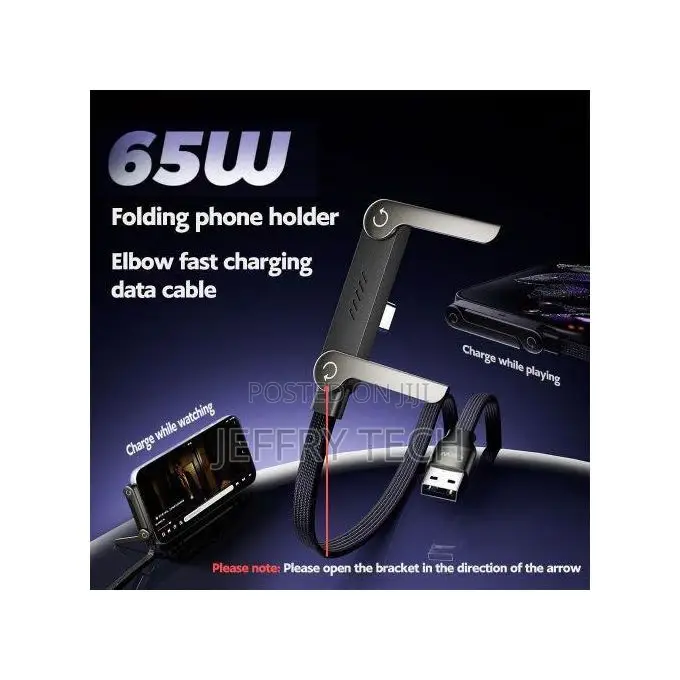 60W USB a to USB C Fast Charging Cable With 180° Rotatable Phone S