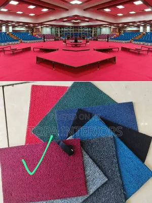 Church Stage Red Carpets Supply and Fitying Wall to Wall Carpeting