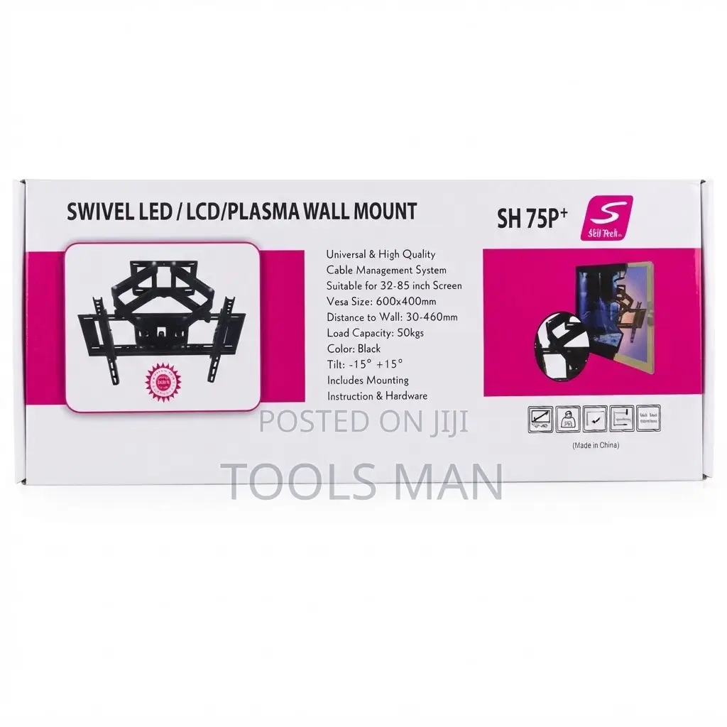 32-85" Double-Arm Skill Tech SH 75P+ Swivel TV Wall Mount Bracket
