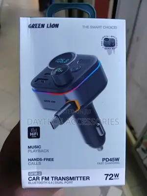 The Green Lion GFM-2 Car FM Transmitter 72W Dual-Port Fast Charger.