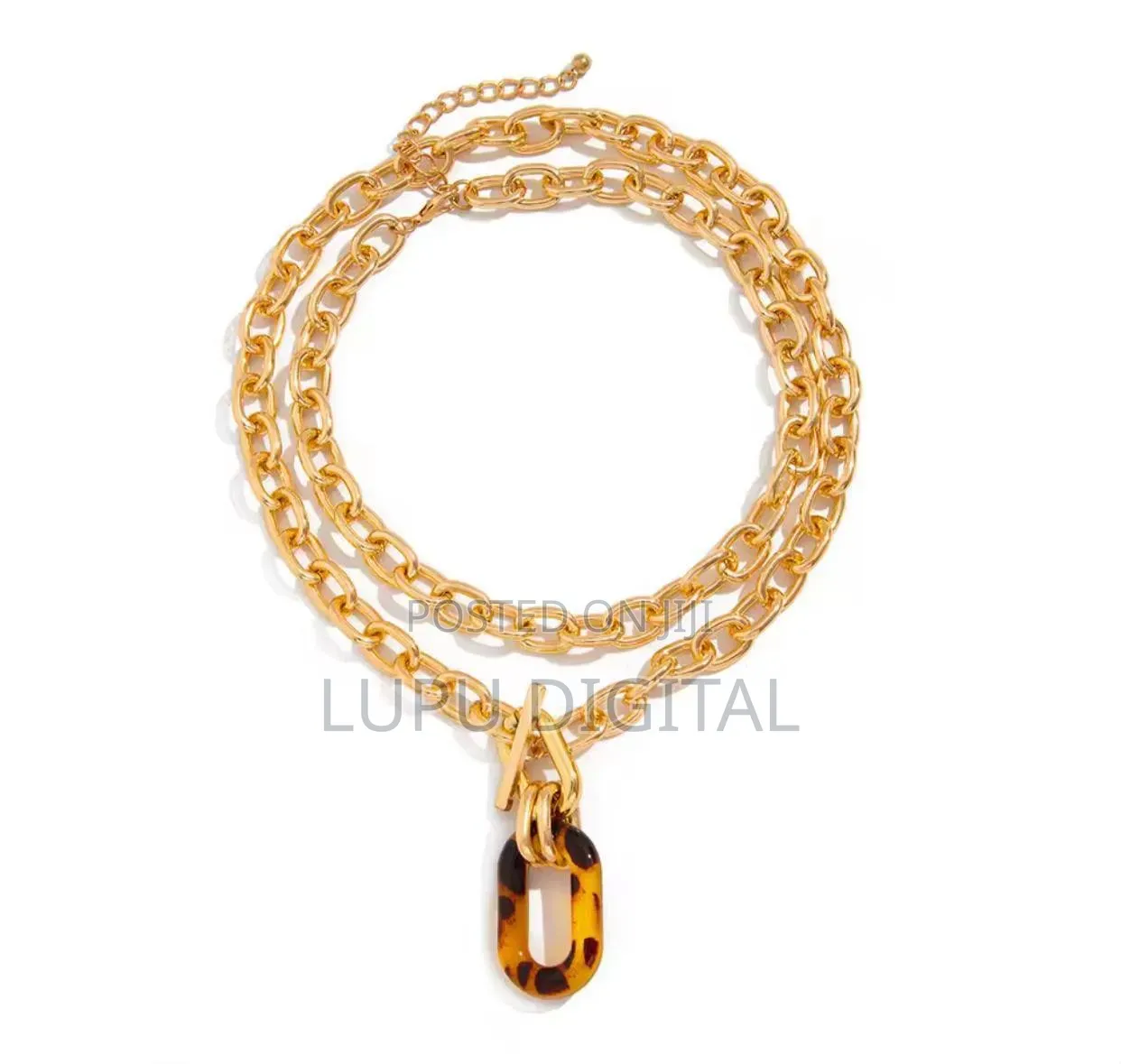 2 in 1 Detachable Chunky Leopard Hoop Necklaces