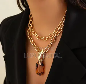 2 in 1 Detachable Chunky Leopard Hoop Necklaces