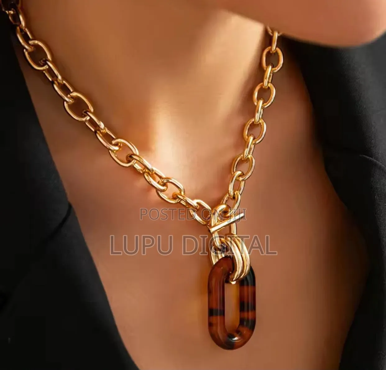 2 in 1 Detachable Chunky Leopard Hoop Necklaces