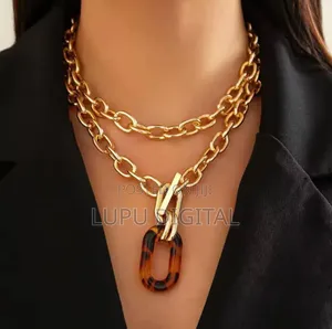 2 in 1 Detachable Chunky Leopard Hoop Necklaces