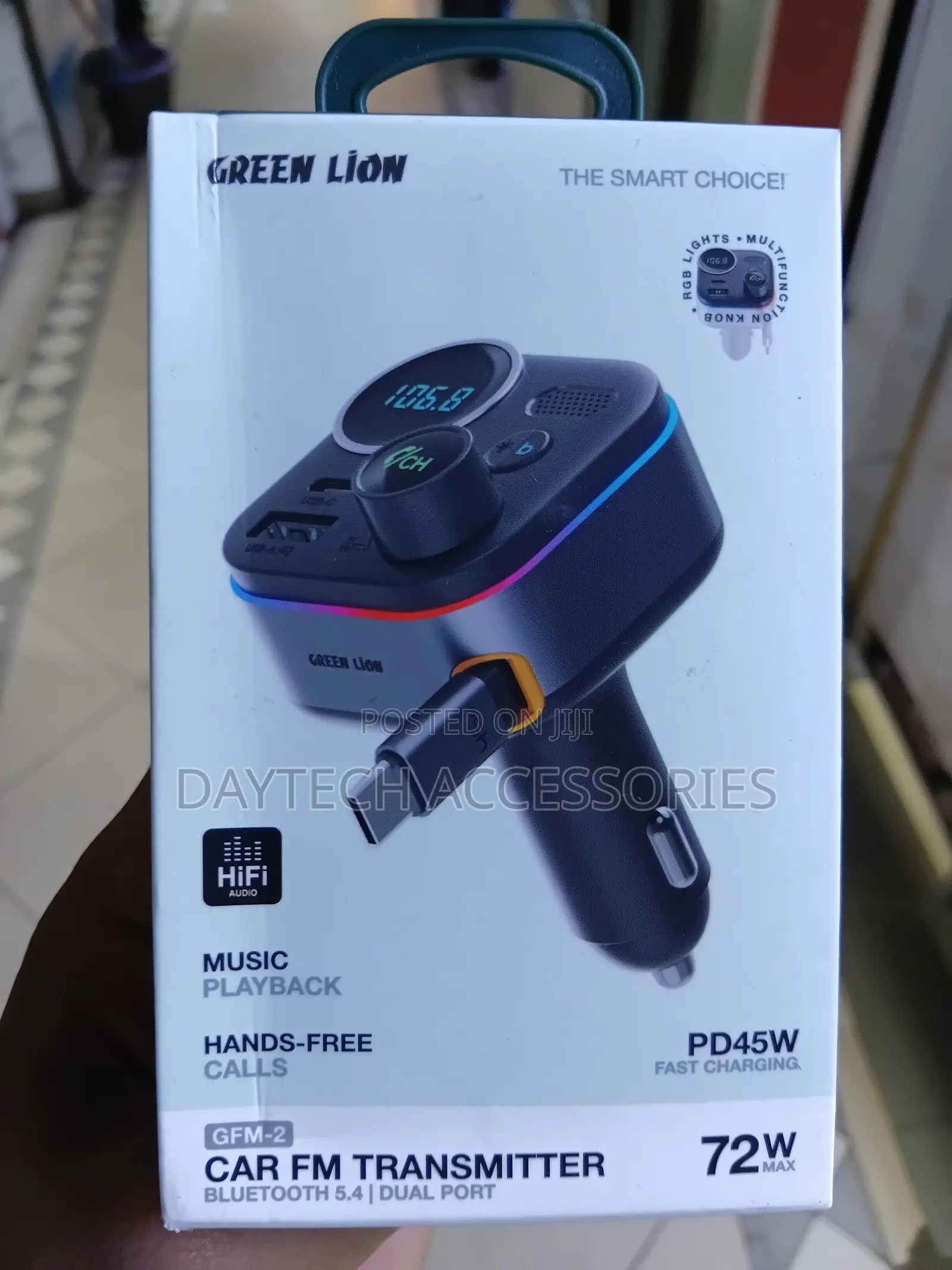 Green Lion GFM-2 Car FM Transmitter Charger 72W - Black