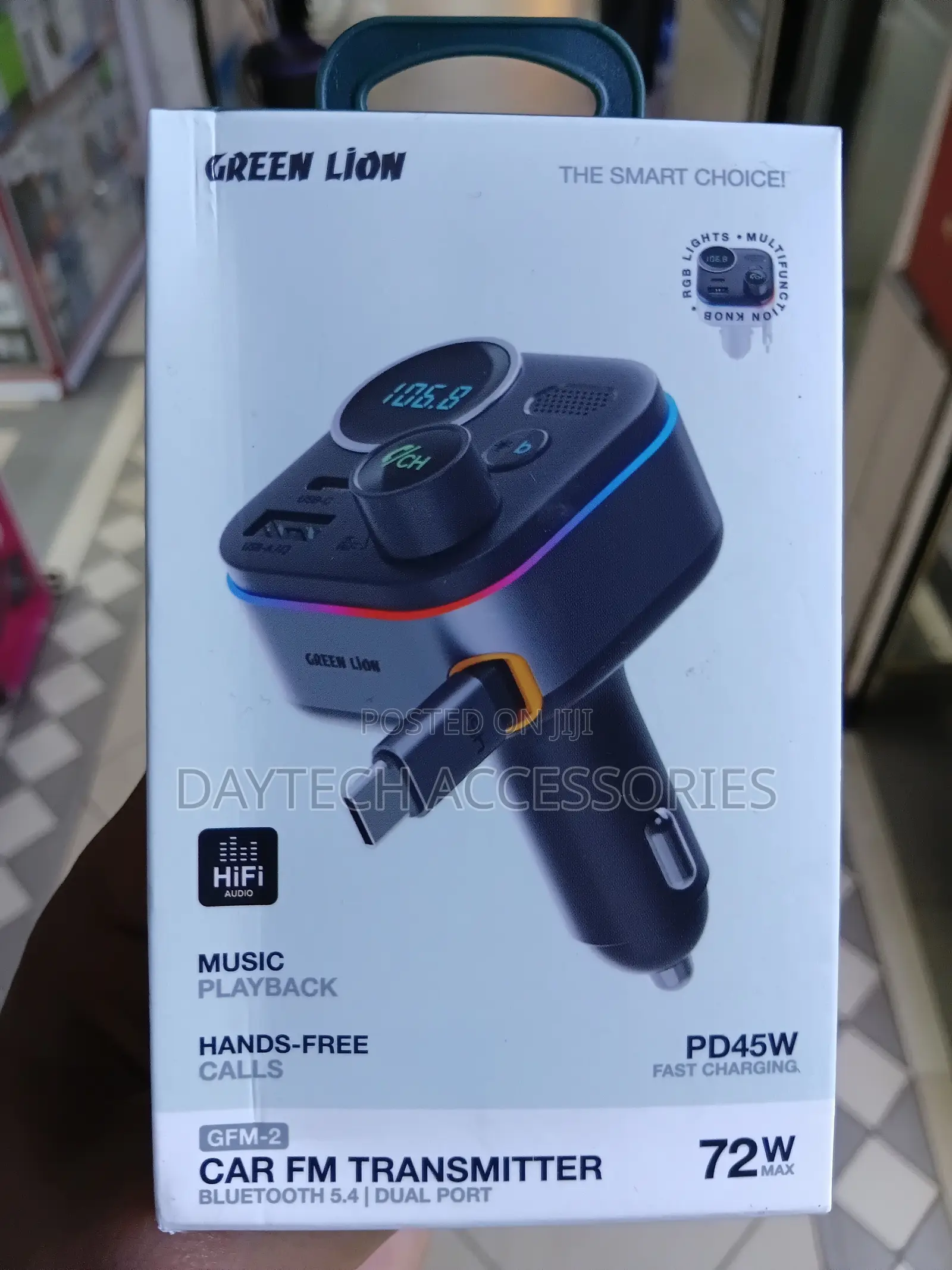 Green Lion GFM-2 Car FM Transmitter Charger 72W - Black