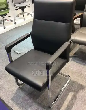 Office Chair : Ergonomic Sled Base Reception Leather Chair