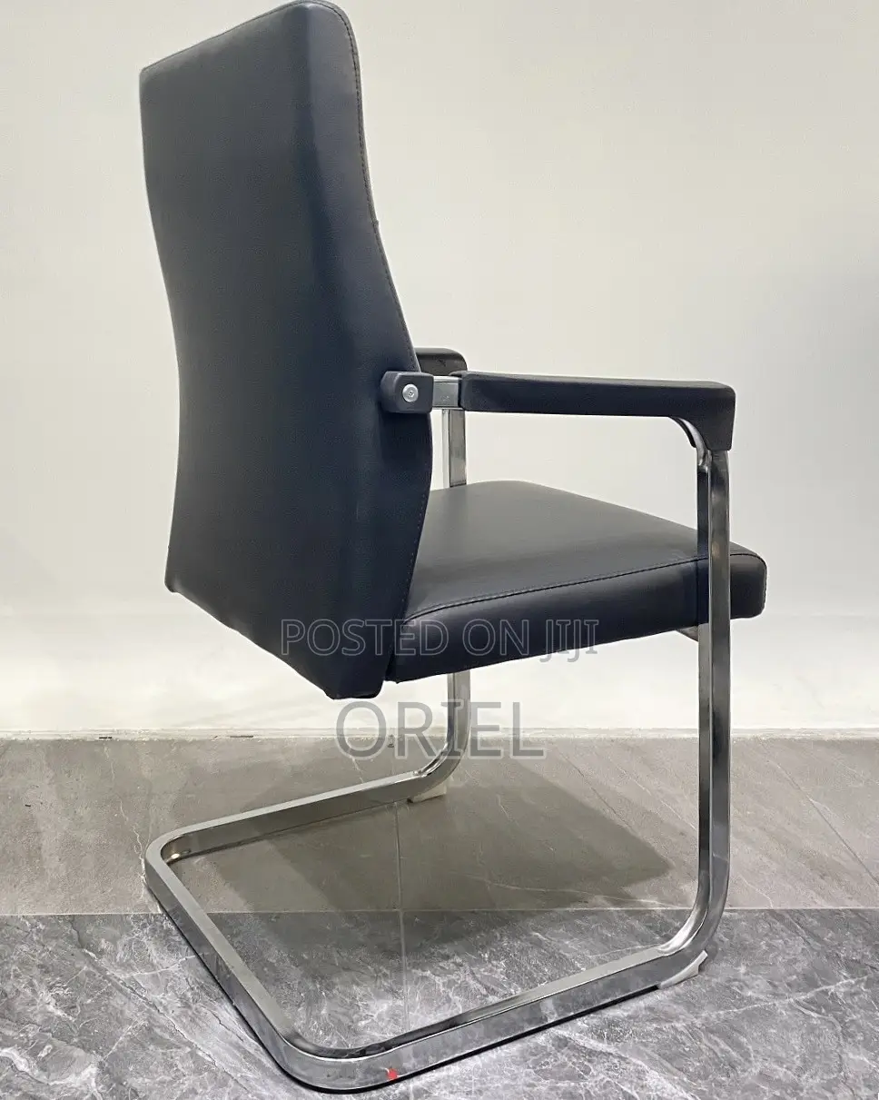 Office Chair : Ergonomic Sled Base Reception Leather Chair
