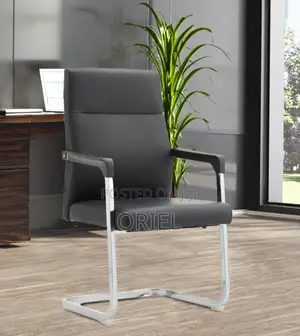 Office Chair : Ergonomic Sled Base Reception Leather Chair