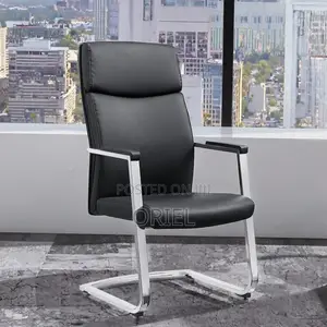 Office Chair : Ergonomic Sled Base Reception Leather Chair