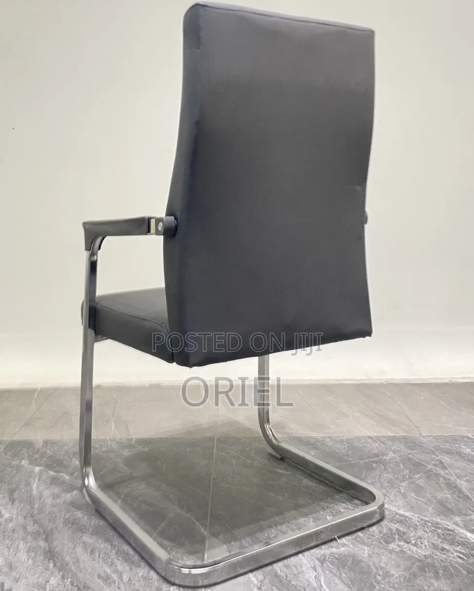 Office Chair : Ergonomic Sled Base Reception Leather Chair